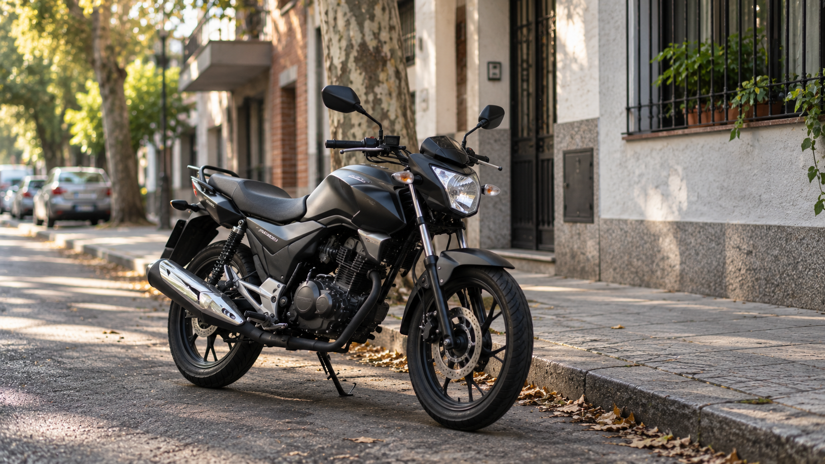 Moto estacionada en una calle de Buenos Aires